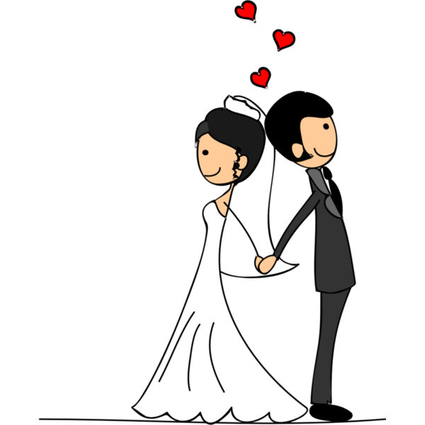 Cartoon Wedding Groom Bride Holding Hands 7 Thumbnail