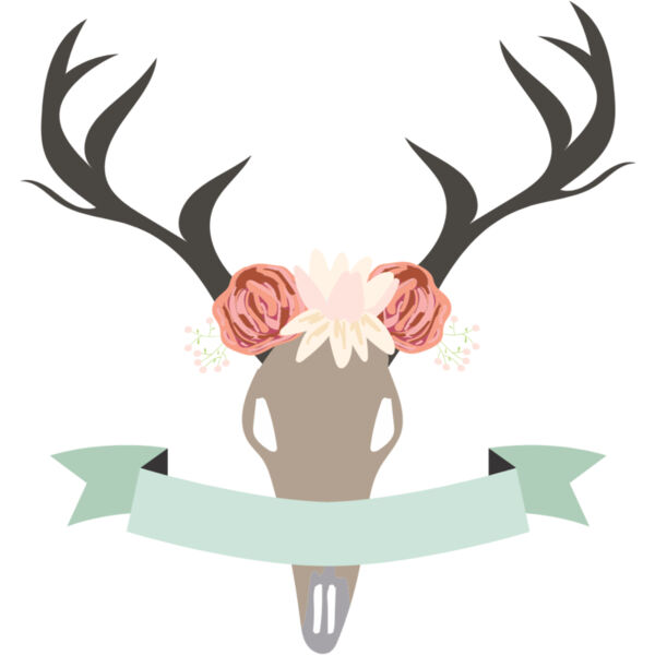 Watercolor Antlers Deer Skull Ribbon 1 Thumbnail